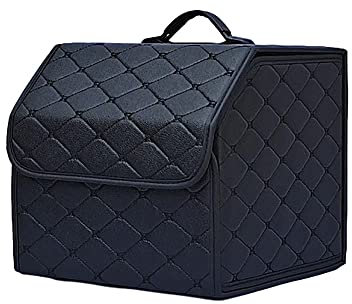 ELEMAT Auto Leder Luxus Kofferraum Kofferraumtaschen Organizer für BMW X5 X5M E53 E70 F15 F95 G05 X6 X6M F16 E71 E72 F96 G06 M50i X6M Organizer Aufbewahrungsbox,S-A-Black