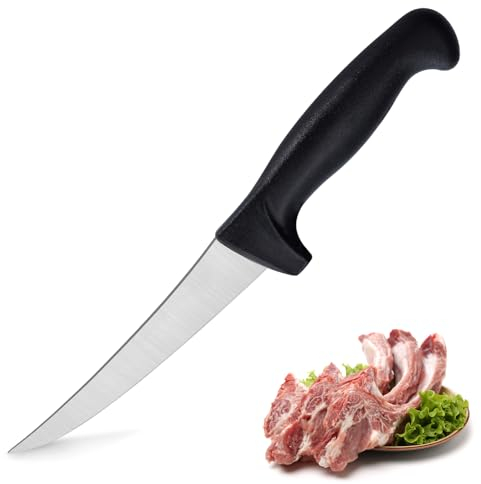 hunnycook Filetiermesser 16cm Ausbeinmesser, ultrascharfer Küchenmesser, Profi filetiermesser und fischmesser, gebogene Klinge aus rostfreiem Stahl, Kunststoff und ergonomischer Griff