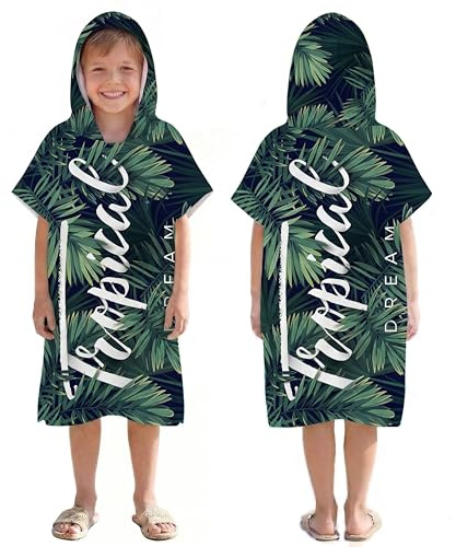 LOMTRATS Poncho de Surf à Séchage Rapide, Serviette à Changer, Robe à Capuche pour Enfants, Microfibre Natation Plage Surf Plongée Maison Sources Chaudes Parka de Bain