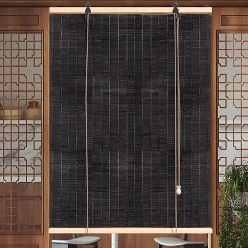 Eiauiuo Natürlich Bambusrollo Bamboo Blinds Türen/Fenster Dekorativ Bambusvorhang Jalousien Sonnenschutz Sichtschutz Raffrollo Verdunkelungs Seitenzug Rollo für Garten Terrasse Wohnzimmer Schlafzimmer