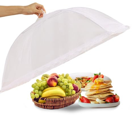 Jrhncy Abdeckhauben für Lebensmittel,Faltbare Fliegenschutz Essen,Mesh-Material Abdeckhaube für Essen Klappbare Kuchenabdeckung Fliegenschirm Speisehaube für Obst Essen Schutz BBQ Picknick 43X43CM