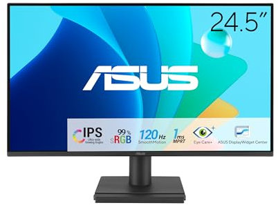 ASUS VA259HGA Monitor Gaming Eye Care de 25 Pulgadas, IPS, Full HD, sin Marco, 120 Hz, Adaptive-Sync, MPRT de 1 ms, HDMI, VGA, luz Azul Baja, antiparpadeo, Montaje en Pared