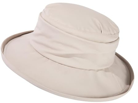 Comhats Regenhut Damen wasserdichte Wandern Sonnenhut Safari Sonnenhut Damen Mütze mit Breite Krempe UPF 50+ Beige Groß