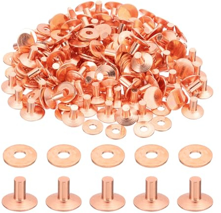 PATIKIL 12 x 4 x 7 mm para ropa, 100 juegos de puntas para ropa, remaches de cuero, rebabas, cierre de cobre, postes de tornillo de metal para chaqueta de cuero, manualidades, tela