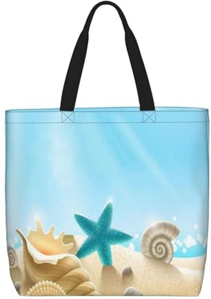 DNBCLEZK Strandtasche, leicht, Polyester, große Tasche, Shopper mit trendigen Drucken, Uni, für den täglichen Gebrauch, für Damen und Herren (mehrere Muster-Designs), Schwarz , Einheitsgröße