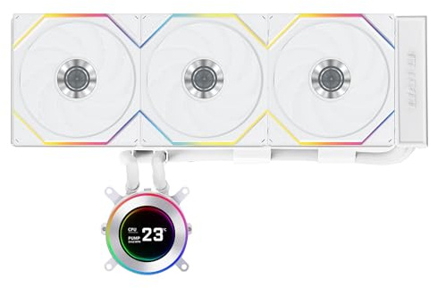Lian Li HydroShift II LCD-C 360 TL Wireless – 360 mm AiO-Wasserkühlung Weiß – 3x 120 mm PWM RGB Lüfter – 2,1 LCD Display – CPU-Kühler für Intel LGA1851 / 1700 – AMD AM4 / AM5