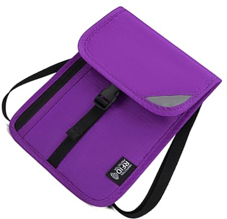 Qsvbeeqj RFIDS Blockieren Stash Neck Wallet Wallet Portafoglio leggero da viaggio + passaporti per donne uomini tenere telefono carte di denaro chiavi per passaporto e documenti, a