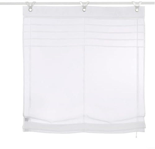 Dimout, tenda a pacchetto elegante con occhielli, tenda a pacchetto con occhielli, tenda per finestra, 120 x 140 cm, per cucina e ufficio, tenda in poliestere (bianco)