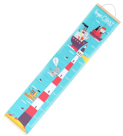 EPIGEIST Nordische Wachstumstabelle Wandbehang mit Cartoon Leuchtturm Öl Leinwand Leicht Aufzuhängen und Platzsparend Aufzubewahren für Kinderzimmer Dekoration