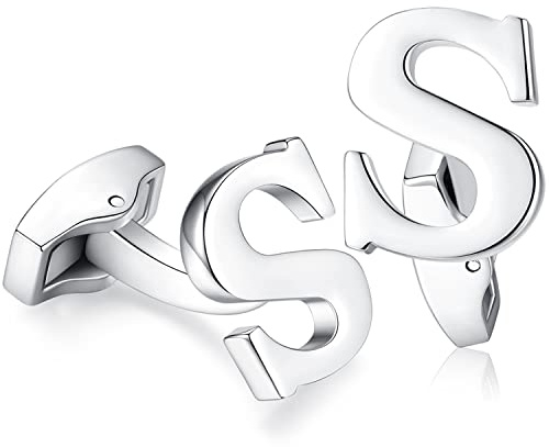 Hanana Herren Brief Buchstabe Alphabet Anfangsbuchstaben Alphabet Anfangsbuchstaben Manschettenknöpfe , Edelstahl Hochzeit S Cufflink Geschenk,A-Z,Silber,MEHRWEG