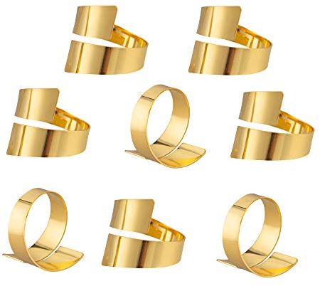 Feyarl 8 Pcs Napkin Rings Metal Napkin Holders Gold Napkin Ring Set for Christmas Wedding Party Banquet Dinner Table Decor (Gold)