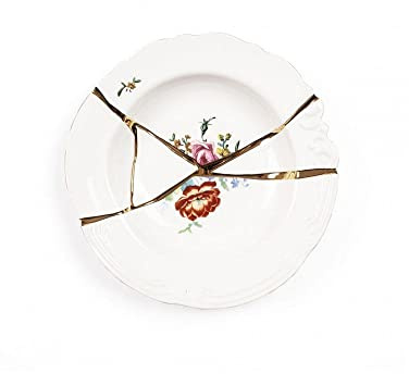 SELETTI KINTSUGI Collezione Piatti in Porcellana Ispirata dalla Tecnica Giapponese, Piatto Fondo 09622