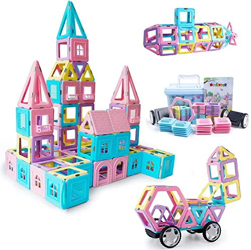 Magblock 103 Teiles Magnetische Bausteine Magnetische Blöcke für Kinder Magnet Lernspielzeug Spielzeug Kreatives Konstruktion Bauen Blöcke Geschenk ab 3 4 5 6+ Jahre Junge Mädchen