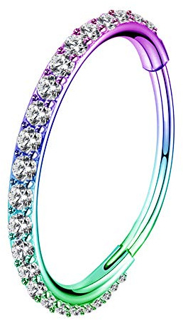 OUFER 20G Naso Anello Cerchio Hoop Nose Ring Nostril Helix Piercing Acciaio Inossidabile 316L CZ Daith Trago Oro Orecchino Cartilage Septum Clicker Gioielli 10 mm