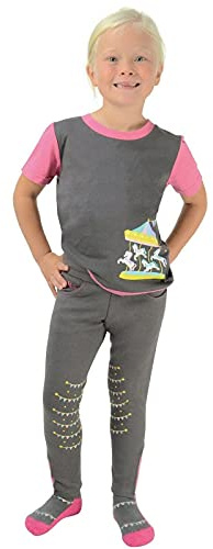 Little Rider Childrens/Kids Merry Go Round Jodhpurs (3-4 Years) (Gray/Pink)