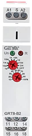 GEYA Retardo apagado Relé de tiempo de función única 2Contactos 16A electrónico Retardo apagado temporizador Relé (GRT8-B2,AC230V)