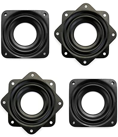 QWORK 4 pièces Plaque Pivotante à Roulement Carré, 3 / 72mm, Plateau tournant à 360 degrés, pour Meubles, Meubles de télévision, étagères de Cuisine