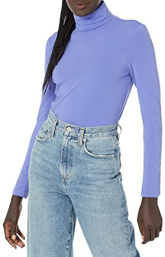 Amazon Essentials Jersey de Cuello Alto, Manga Larga (Disponible en Tallas Grandes) Mujer, Azul Morado, XXL