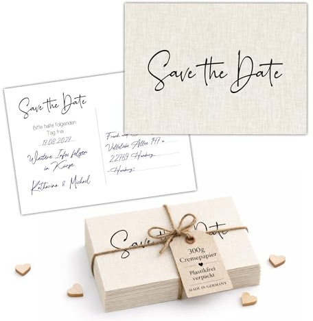 Eummel 50 Einladungskarten zum Geburtstag, Taufe, Hochzeit und andere Anlässe | Edles Stoff Design | Premium 300g Cremepapier DIN A6 Postkarten | Rückseite zum Beschreiben