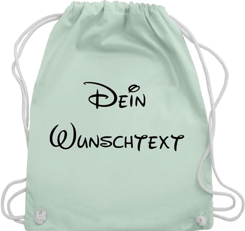 Turnbeutel Rucksack - Aufdruck selbst gestalten - Wunschtext I Geschenk mit eigenem Text personalisiert - Unisize - Pastell Grün - wechselkleidung beutel kita junge stoffbeutel name personalisierte