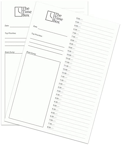 Die Zeit Box – Timeboxing Tagesplaner Block – To Do Liste – A5 Englisch 2x50 Seiten (100 Tage) – Minimalistischer Aufgaben, Termin & Zeitplaner nach bewährter Timeboxing Methode