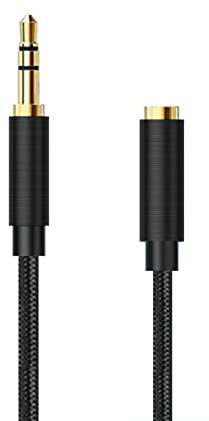 YSJJZRL Cavo audio a 3 poli da 3,5 mm Cavo di prolunga ausiliario AUX intrecciato in nylon da 3,5 mm maschio a femmina (0,5 M,Nero)