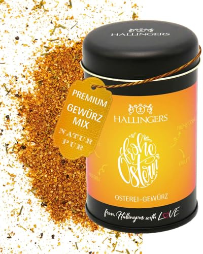 Hallingers Genuss Manufaktur Gewürzmischung Oster-Geschenk - Koch-Gewürze in edler Geschenk-Dose Oster Eigewürz ... für Egg Benedict, Rührei & Omelett, Ostern Körbchen für Frauen Männer