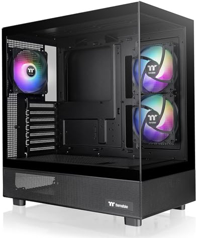 Thermaltake View 270 Plus TG ARGB Boîtier Moyen Tour E-ATX, avec 3 Ventilateurs ARGB 120 mm, Compatible radiateur 360 mm, Double Panneau Avant et latéral Verre trempé, CA-1Y7-00M1WN-01, Noir