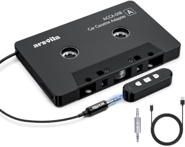 arsvita Car Audio Cassette to Aux Adapter, 5.1 Bluetooth Receiver Kit for Cassette to Aux, Bluetooth Receiver Compatible with 3.5 MM Auxillary Cable Tape, Black, Type BCAK04