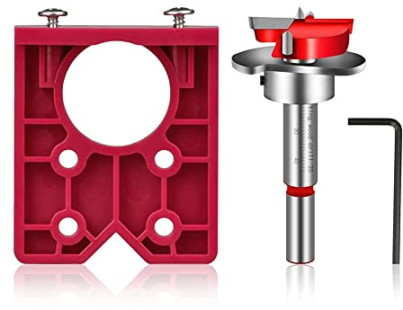 Bordhap 35mm Hinge Jig Drill Guide Set with 35mm Forstner Drill Bit for Furniture Wood