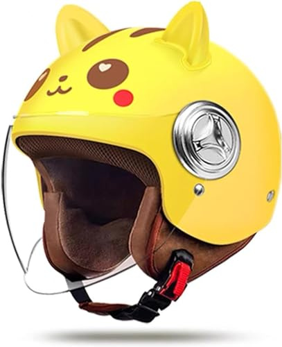 SJAPEX Mezzo Casco per Bambini, Caschi Moto per Bambini, con Visiera Parasole HD, Elettrica Scooter Ciclomotore Casco da Motocross, per Ragazzi E Ragazze dai 3 Ai 15 Anni 7,One Size