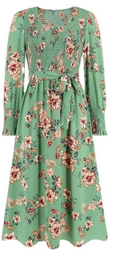 Neues Damen-Langarmkleid mit Zopfmuster und Blumenrock, mittellanges Kleid mit Rundhalsausschnitt und Übergröße in Explosion-LQ627-lv-L