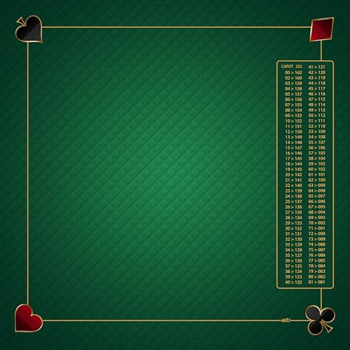 MTJ® Tapis de belote Prestige Classic (Vert, 60x60 cm) - Jersey néoprène - Fabriqué en France