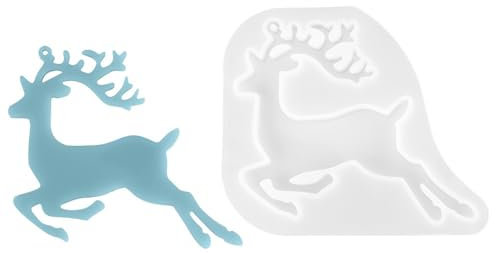 Ideen mit Herz Stampo in silicone a forma di cervo, renna, Natale, ciondolo, per intonaco di marmo, cemento, fai da te, dimensioni della figura: 12,7 cm x 10,2 cm x 0,5 cm