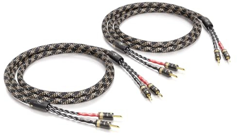 VIABLUE SC-4 Silver Single-Wire * High-End Lautsprecherkabel * T8 * Modell 2024 * Bananenstecker, echtvergoldet * 1 Paar * mit Splitter * 250 cm * 2.5 m