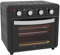 HOMCOM Mini-four à chaleur tournante 30L Mini four avec plaque de cuisson, grille et ramasse-miettes, 90 °C-230 °C Friteuse à air chaud avec 7 modes, panier à friture, minuterie 60 min, 1600W, métal