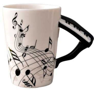 Geroosaty Tasses en céramique musicales de 240 ml, tasses et tasses mignonnes pour café, thé, lait avec, cadeaux de nouveauté, piano