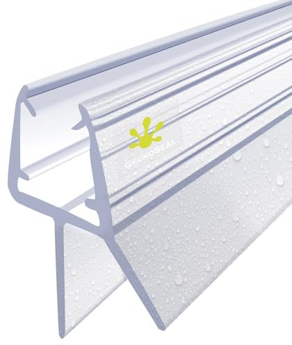 GECKOSEAL Shower Screen Seal Strip for 4-6mm Glass, Transparent Shower Door Seal Strip to 12mm Gap, Adjustable Shower Seal Strip Replacement with 90cm (1 Piece)