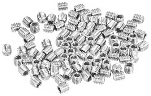 sourcing map Socket Set Screws, 100Pcs M3x3mm Metric - 304 Stainless Steel Hex Socket Set Headless Cup Point Grub Screws, for Repairing Compact Instruments, Machinery and Equipment (Silver)