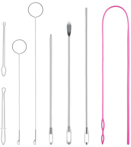 BelleVive 8er-Pack Kordelzug-Einfädler-Werkzeug-Set, Edelstahl-Nähschlaufenwenderhaken mit Riegel, Flexibler Kordelzug-Einfädler, einfache Seileinfädler-Clips für Jacken, Mäntel, Hosen