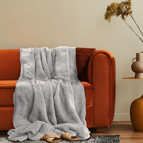 Paco Home Deko Wohnzimmer Decke Kuscheldecke Tagesdecke Waschbar Sofadecke Schlafzimmer Shaggy Einfarbig Flauschig Soft, Farbe:Grau, Größe:200x240cm