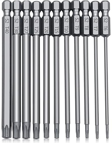 11PCS Torx Star Security Screwdriver Set With 100mm Hex Shank Steel Long Bit Sets