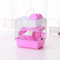 2 Tier Hamster Cage, Gerbil Habitat Cage with Running Exercise Wheels, Water Bottle, Dishes, Wire Cage for Mouse Mice Rat Pet Hamster Small Animals (Pink)