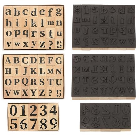 PATIKIL Trägummistämpel, bokstavsstämplar nummer vintage alfabet set trästämpel för korttillverkning gör-det-själv hantverk scrapbooking, brun