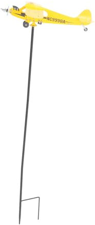 Abaodam Girouette d'avion en Fer Jaune 3D pour Jardin Extérieur, Facile à Assembler, Tourne Vent, Décoration Délicate pour Maison ou Terrain