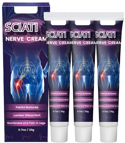 3 Pcs Heat Sci/atic Nerve Pain Relief Cream,Scia/tica Pain Relief Cream,Scia/tica Pa/in Relief Products for Adult,Muscle Pa/in Reli/ef Gel for Muscle Rub,Knee,Back,Herbal Cream,Gentle,Easy to Absorb