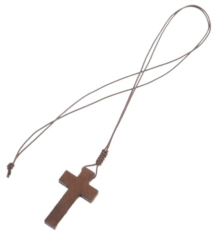 Healvian Collier Croix En Bois Pendentif Unisexe Avec ChaîNe De Corde RéGlable Pour Hommes Et Femmes Accessoire Vintage Polyvalent