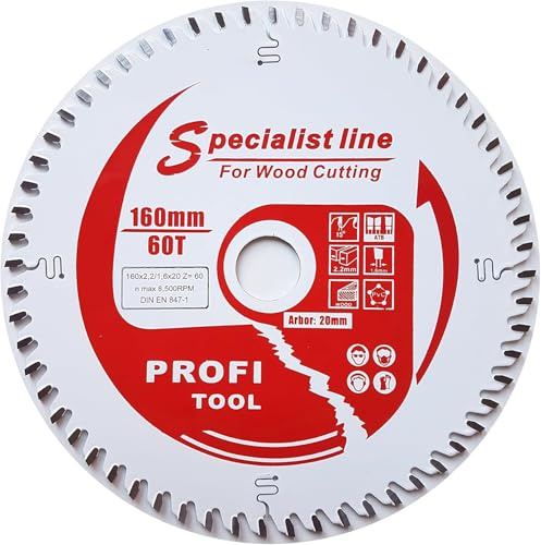 jjw-germany HM-Sägeblatt 160 x 2,2 x 20 Z= 60 WZ Feinschnitt mit Antihaft Beschichtung