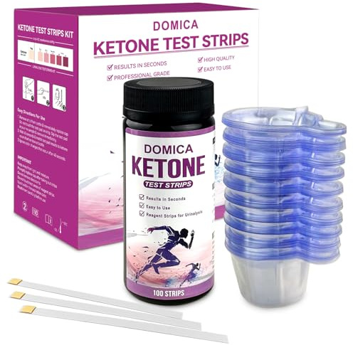 100 Urine Ketone Test Strips with 100 Urine Cups, Fast 40-Second Results, 3-Step Testing Keto Pee Sticks, Daily Ketone Checking Strips