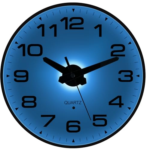Tikonir Night Light Wall Clocks Battery Operated, 8 Inch Silent Wall Clock for Bedroom Night Glow, Sound Control Luminous Wall Clocks for Living Room Decor, LED Wall Clock Modern for Kitchen Office